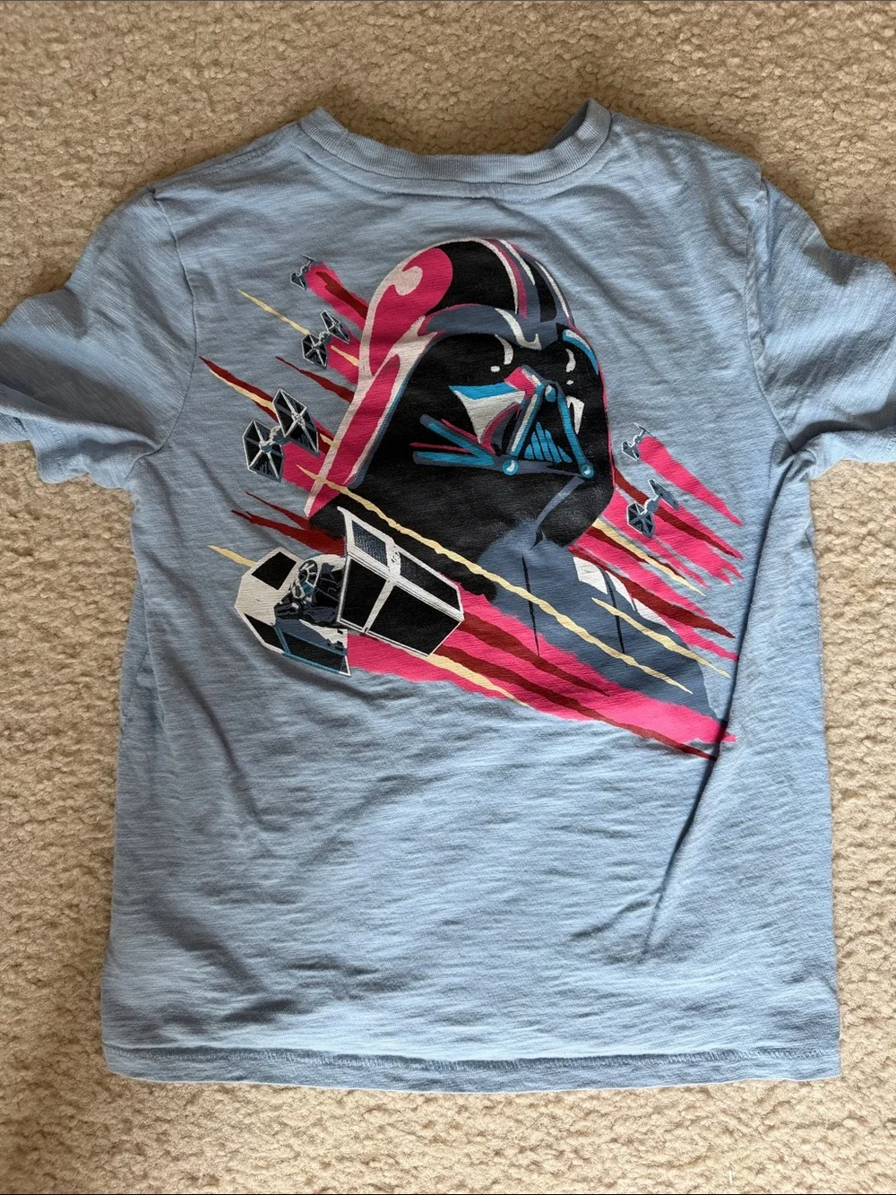 GAP Light Blue Kids Star Wars Tee with Black, Pink & Gold Graphics
